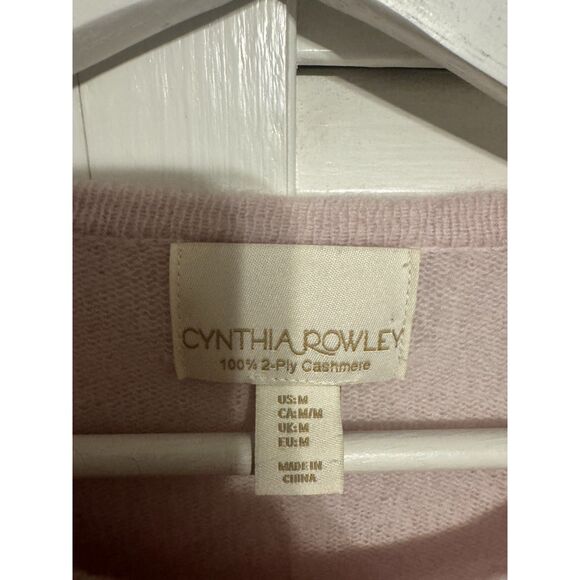 WOMENS CYNTHIA ROWLEY 2PLY MINIMALIST WORK WEAR LIGHT PINK CASHMERE SWEATER SZ M - Picture 2 of 2